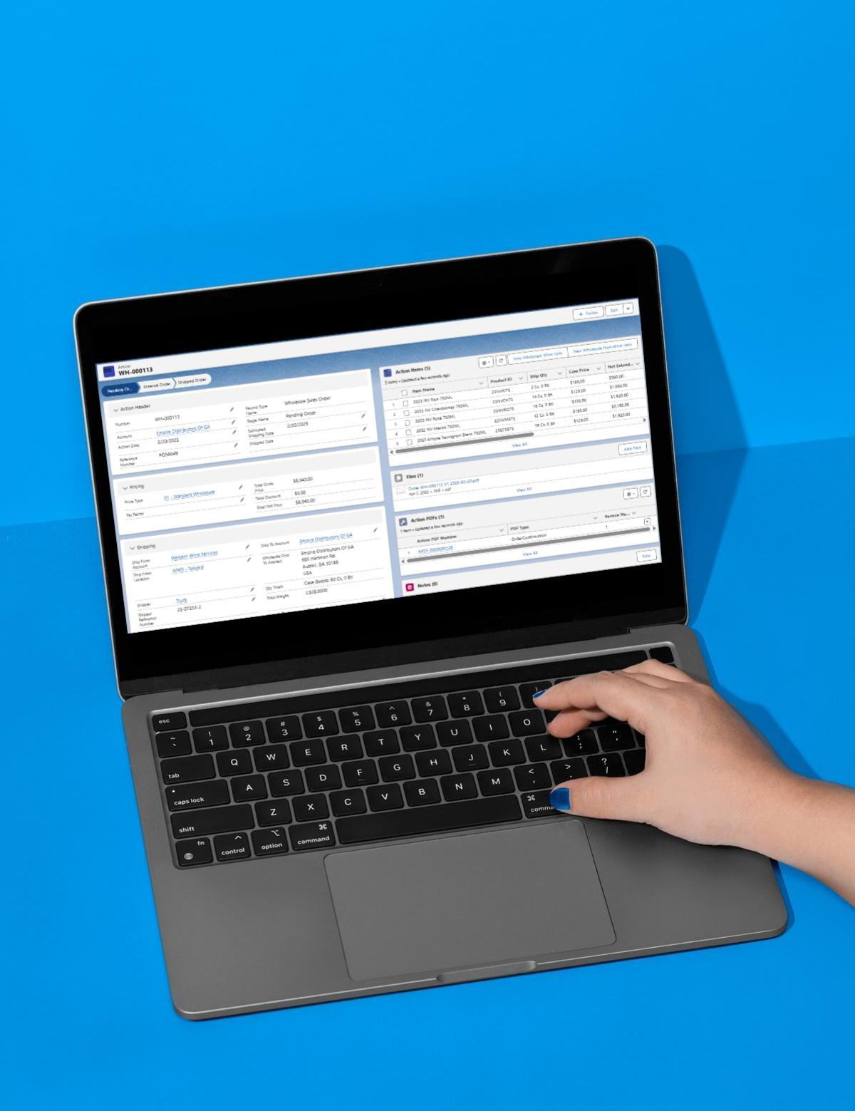 Product screenshot of the order processing dashboard
